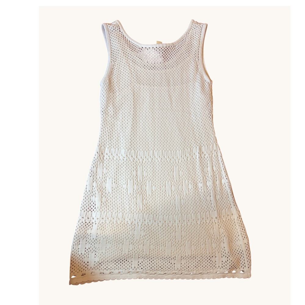 SUNDANCE Women's Crochet Knit Dress Large White Open Stitch Tank Resort - Picture 3 of 10